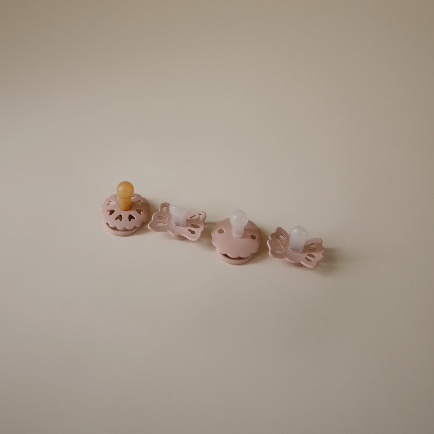 FRIGG Baby's First Pacifier Floral Heart (Blush) 4-Pack {Drop Ship}