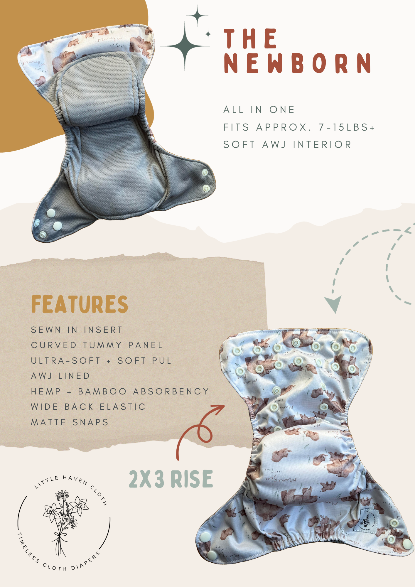 Glacial - (AIO NEWBORN POCKET DIAPER)