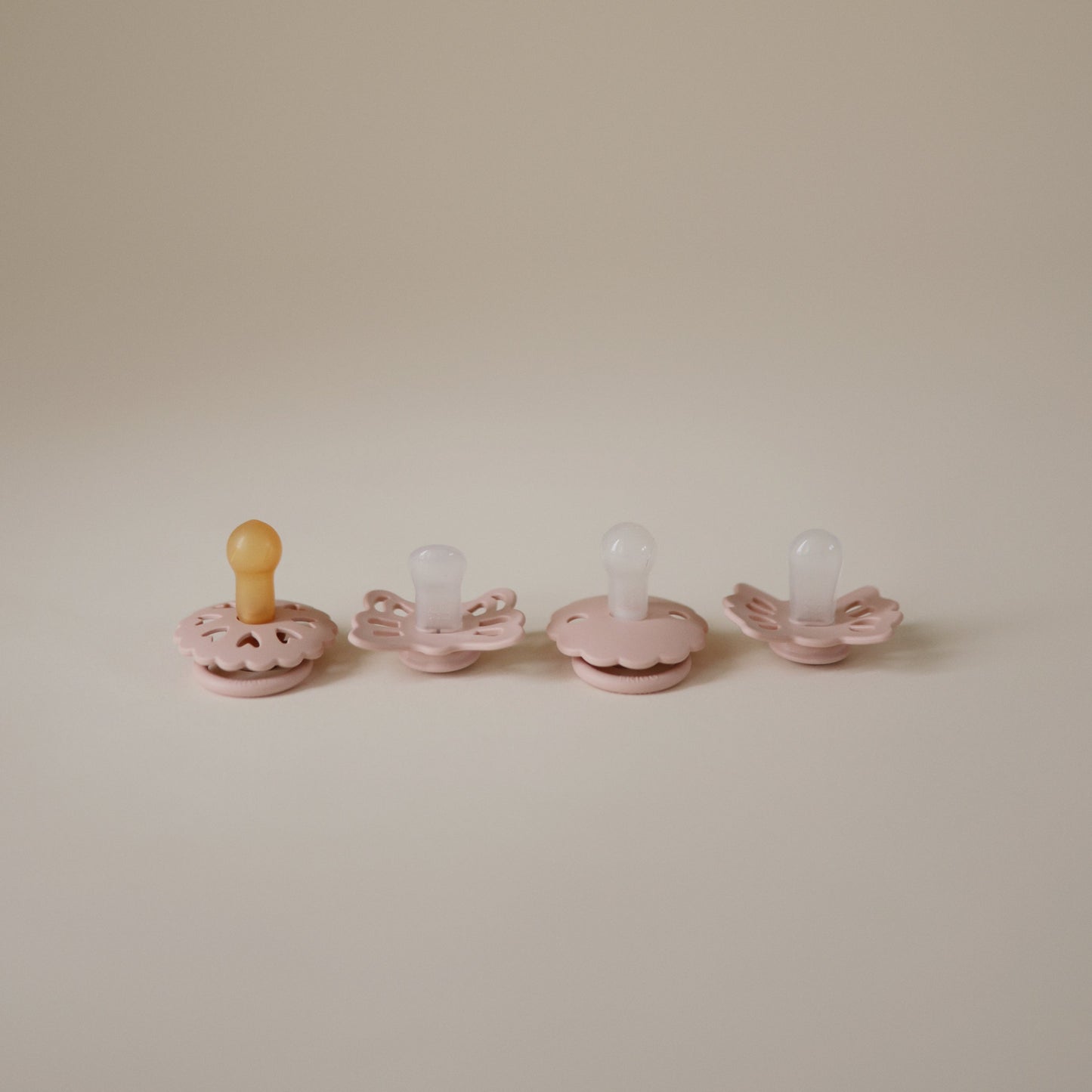 FRIGG Baby's First Pacifier Floral Heart (Blush) 4-Pack {Drop Ship}